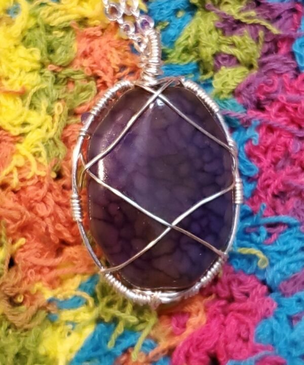 Purple Menorah Stone Pendant - Image 6