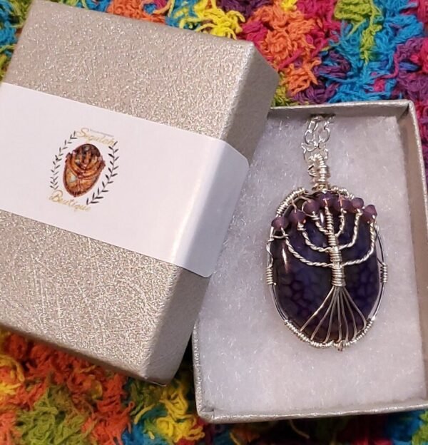 Purple Menorah Stone Pendant - Image 5