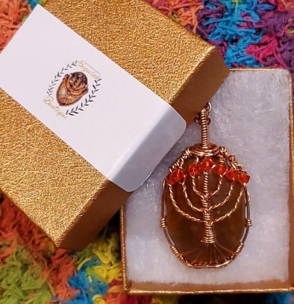 Vintage Brown Menorah Stone Pendant - Image 7