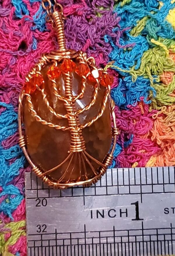 Vintage Brown Menorah Stone Pendant - Image 6