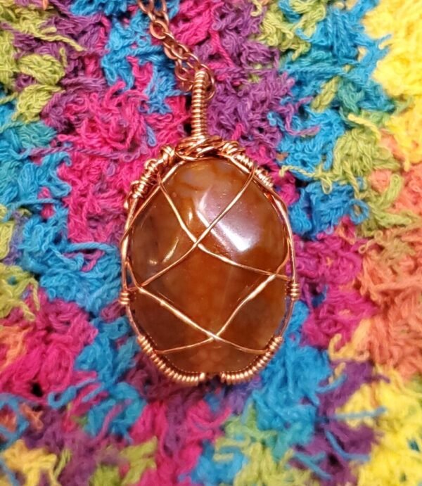 Vintage Brown Menorah Stone Pendant - Image 4
