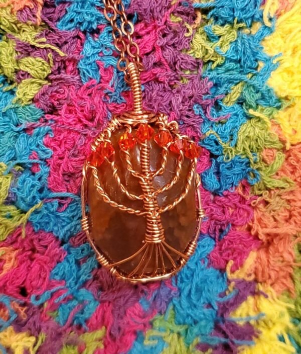 Vintage Brown Menorah Stone Pendant - Image 3
