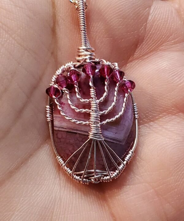Pink Menorah Stone Pendant - Image 3