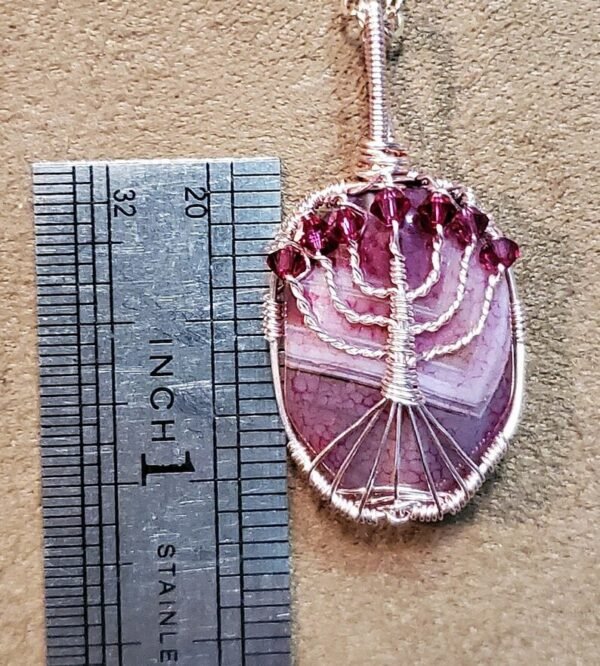 Pink Menorah Stone Pendant - Image 4