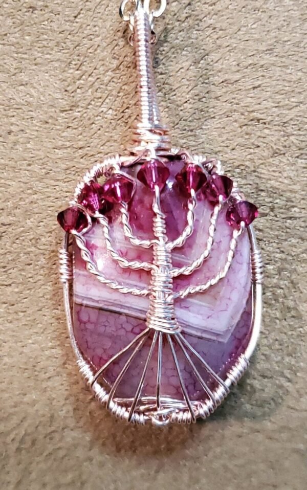 Pink Menorah Stone Pendant