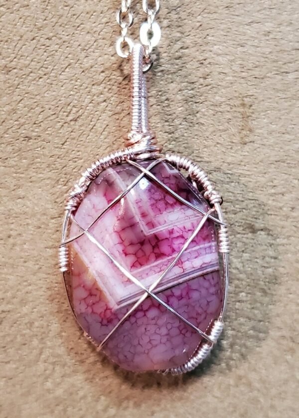 Pink Menorah Stone Pendant - Image 5
