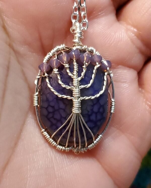 Purple Menorah Stone Pendant