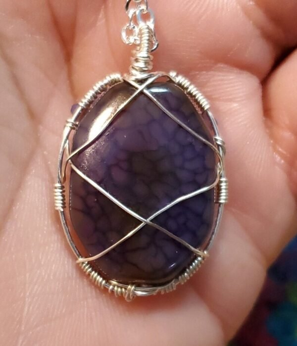 Purple Menorah Stone Pendant - Image 4
