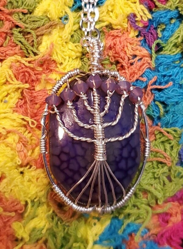Purple Menorah Stone Pendant - Image 3