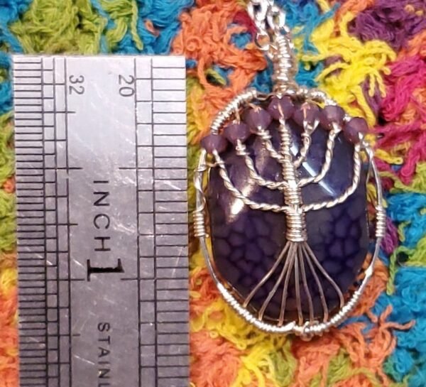 Purple Menorah Stone Pendant - Image 2