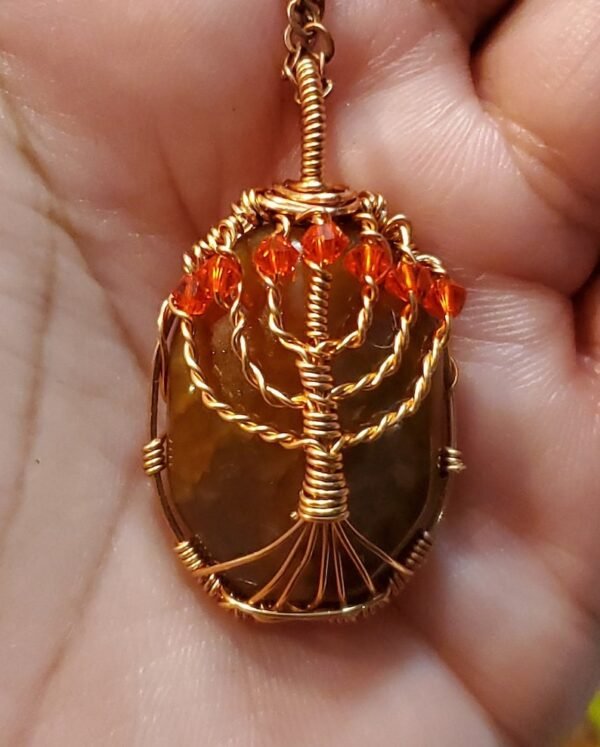 Vintage Brown Menorah Stone Pendant