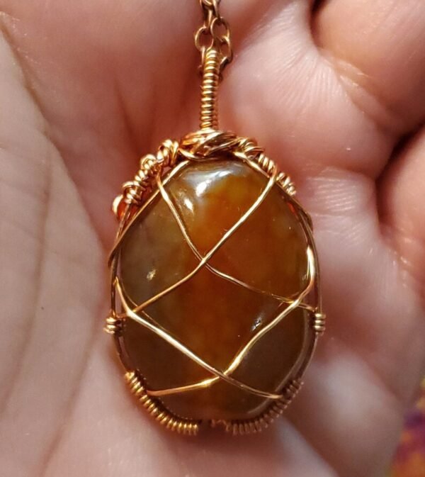 Vintage Brown Menorah Stone Pendant - Image 2
