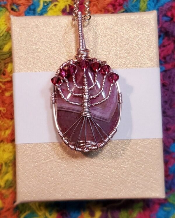 Pink Menorah Stone Pendant - Image 7