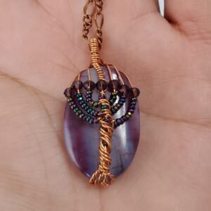 Purple Menorah Stone Pendant