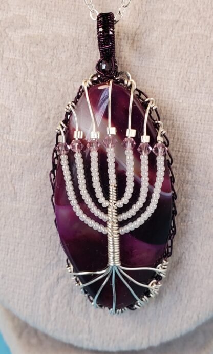 Purple Menorah Stone Pendant