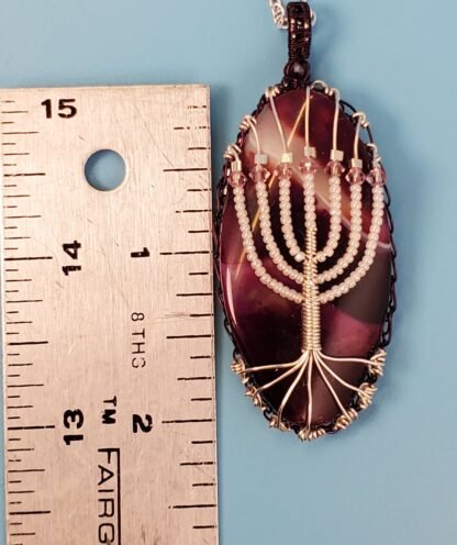 Purple Menorah Stone Pendant - Image 4