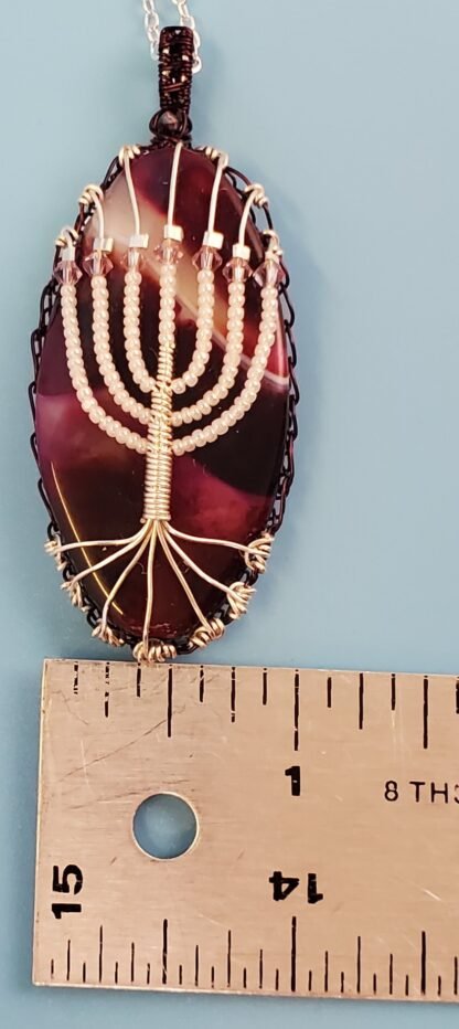 Purple Menorah Stone Pendant - Image 5