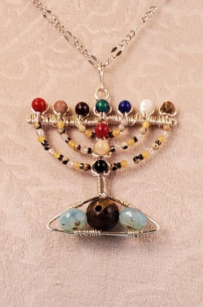 Semiprecious Menorah Pendant