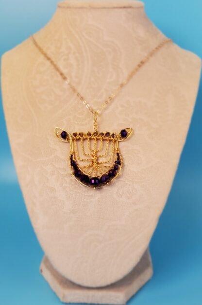 Purple Lyre Menorah Strings Pendant - Image 2