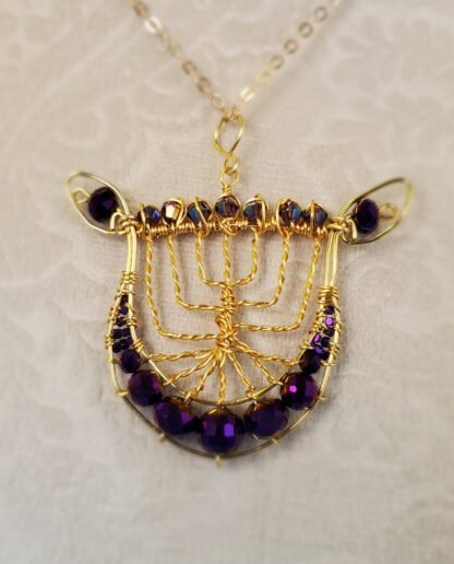 Purple Lyre Menorah Strings Pendant - Image 6