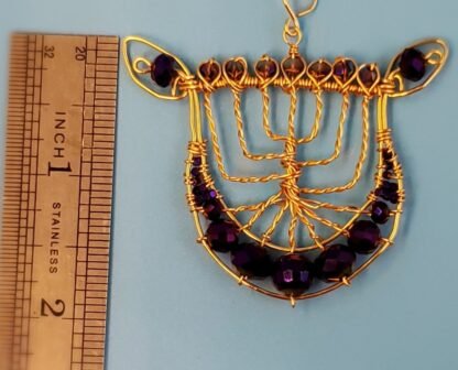 Purple Lyre Menorah Strings Pendant - Image 4