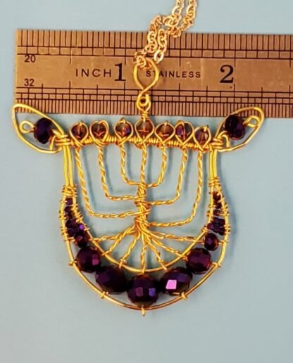 Purple Lyre Menorah Strings Pendant - Image 5