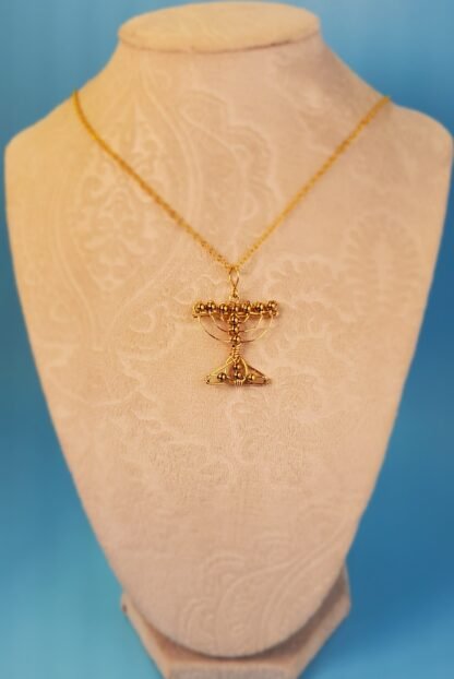 Gold Metal Menorah Pendant - Image 2