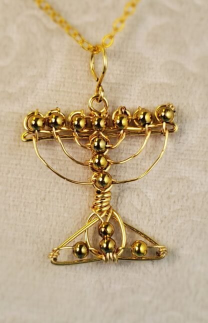 Gold Metal Menorah Pendant