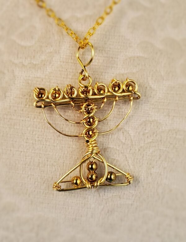 Gold Metal Menorah Pendant - Image 3