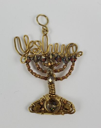 Yeshua Menorah in Brass - Image 2