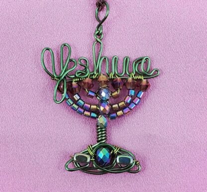 Rainbow Yeshua Menorah Pendant - Image 4