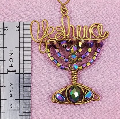 Rainbow Yeshua Menorah Pendant - Image 7