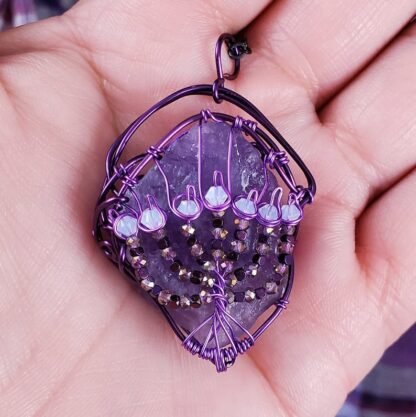 Amethyst Menorah Stone Pendant