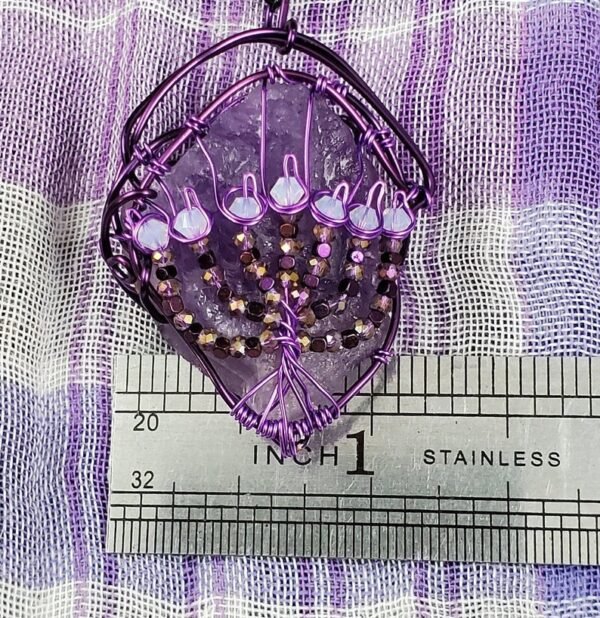 Amethyst Menorah Stone Pendant - Image 5