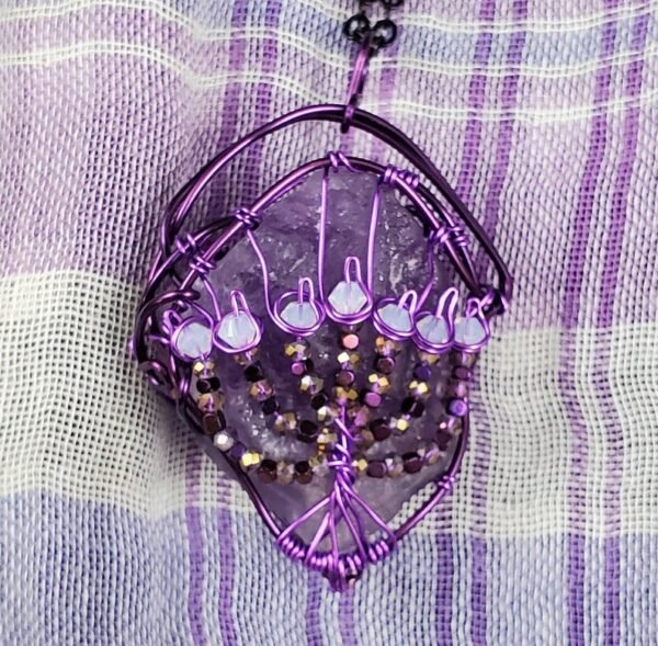 Amethyst Menorah Stone Pendant - Image 3