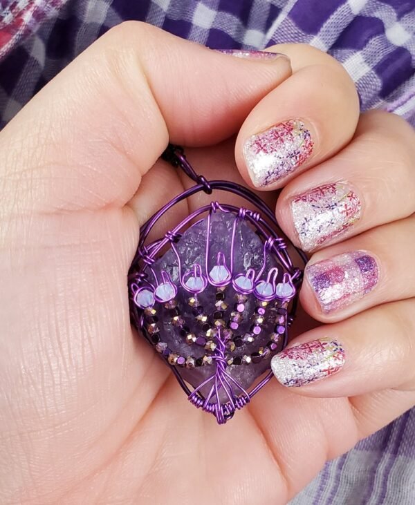 Amethyst Menorah Stone Pendant - Image 2