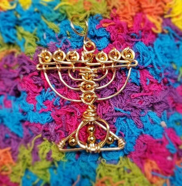 Gold Metal Menorah Pendant - Image 7