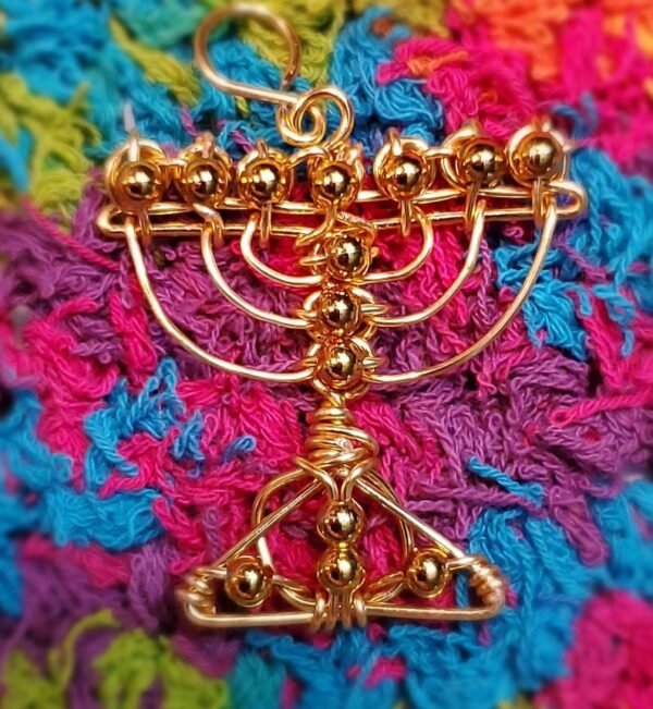 Gold Metal Menorah Pendant - Image 8