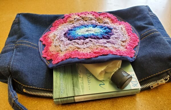 Pink Flower Jean Purse - Image 3