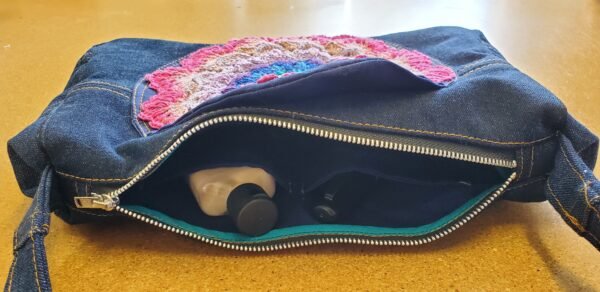 Pink Flower Jean Purse - Image 4
