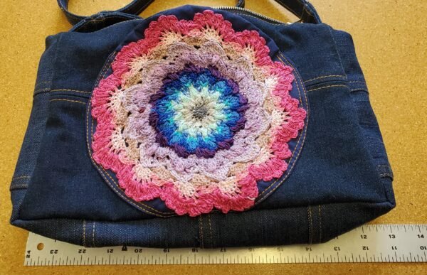 Pink Flower Jean Purse - Image 5