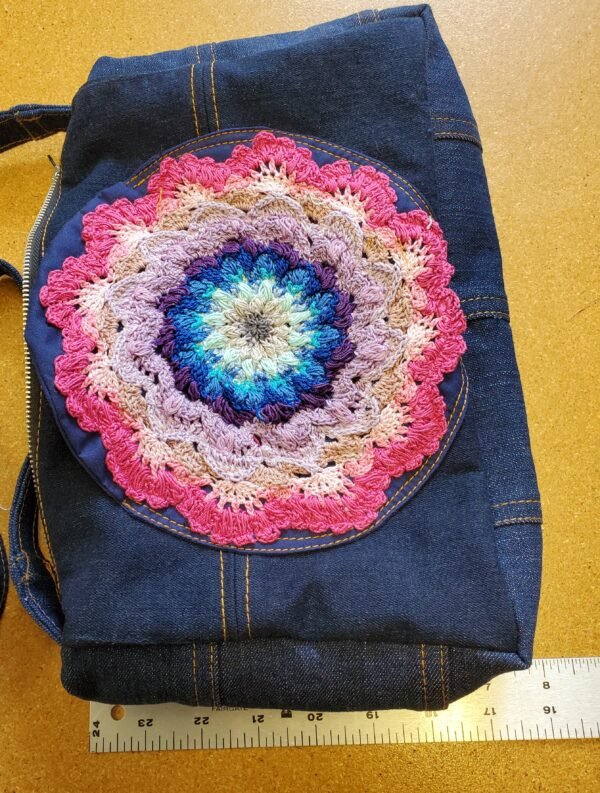 Pink Flower Jean Purse - Image 6